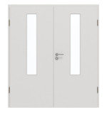 Frontansicht von GARANT Doppelflügeltür inkl. Zarge 0160-60 Silver Grey CPL mit Lichtausschnitt LA-5 mittig