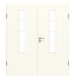 Frontansicht von GARANT Doppelflügeltür inkl. Zarge 0105-60 Pearl White CPL mit Lichtausschnitt LA-5 mittig Sprosse SP10