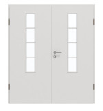 Frontansicht von GARANT Doppelflügeltür inkl. Zarge 0160-60 Silver Grey CPL mit Lichtausschnitt LA-5 mittig Sprosse SP10