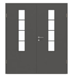 Frontansicht von GARANT Doppelflügeltür inkl. Zarge 10622-60 Ebony CPL mit Lichtausschnitt LA-5 mittig Sprosse SP10
