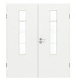 Frontansicht von GARANT Doppelflügeltür inkl. Zarge D354-60 Designer White Resopal mit Lichtausschnitt LA-5 mittig Sprosse SP10