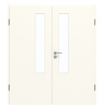 Frontansicht von GARANT Doppelflügeltür inkl. Zarge 0105-60 Pearl White CPL mit Lichtausschnitt LA-5 schlossseitig