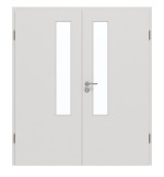 Frontansicht von GARANT Doppelflügeltür inkl. Zarge 0160-60 Silver Grey CPL mit Lichtausschnitt LA-5 schlossseitig