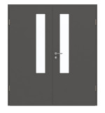 Frontansicht von GARANT Doppelflügeltür inkl. Zarge 10622-60 Ebony CPL mit Lichtausschnitt LA-5 schlossseitig