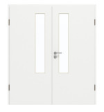 Frontansicht von GARANT Doppelflügeltür inkl. Zarge D354-60 Designer White Resopal mit Lichtausschnitt LA-5 schlossseitig