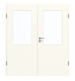 Frontansicht von GARANT Doppelflügeltür inkl. Zarge 0105-60 Pearl White CPL mit Lichtausschnitt LA-6