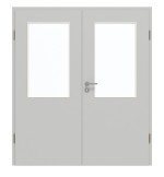 Frontansicht von GARANT Doppelflügeltür inkl. Zarge D92-60 Dove Grey Resopal mit Lichtausschnitt LA-6