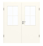 Frontansicht von GARANT Doppelflügeltür inkl. Zarge 0105-60 Pearl White CPL mit Lichtausschnitt LA-6 Sprosse SP0