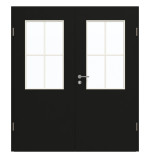 Frontansicht von GARANT Doppelflügeltür inkl. Zarge 0901-60 Black Resopal mit Lichtausschnitt LA-6 Sprosse SP0