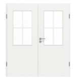 Frontansicht von GARANT Doppelflügeltür inkl. Zarge D354-60 Designer White Resopal mit Lichtausschnitt LA-6 Sprosse SP0