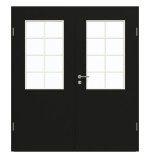 Frontansicht von GARANT Doppelflügeltür inkl. Zarge 0901-60 Black Resopal mit Lichtausschnitt LA-6 Sprosse SP1