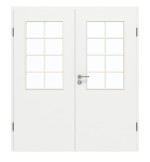 Frontansicht von GARANT Doppelflügeltür inkl. Zarge D354-60 Designer White Resopal mit Lichtausschnitt LA-6 Sprosse SP1