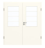 Frontansicht von GARANT Doppelflügeltür inkl. Zarge 0105-60 Pearl White CPL mit Lichtausschnitt LA-6 Sprosse SP10