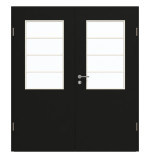Frontansicht von GARANT Doppelflügeltür inkl. Zarge 0901-60 Black Resopal mit Lichtausschnitt LA-6 Sprosse SP10