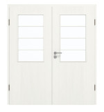 Frontansicht von GARANT Doppelflügeltür inkl. Zarge Authentic Bianco CPL mit Lichtausschnitt LA-6 Sprosse SP10