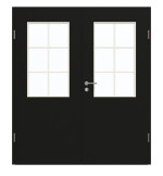 Frontansicht von GARANT Doppelflügeltür inkl. Zarge 0901-60 Black Resopal mit Lichtausschnitt LA-6 Sprosse SP4