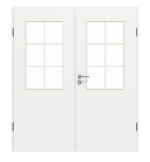Frontansicht von GARANT Doppelflügeltür inkl. Zarge D354-60 Designer White Resopal mit Lichtausschnitt LA-6 Sprosse SP4