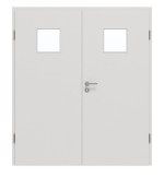 Frontansicht von GARANT Doppelflügeltür inkl. Zarge 0160-60 Silver Grey CPL mit Lichtausschnitt LA-7
