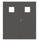Frontansicht von GARANT Doppelflügeltür inkl. Zarge 10622-60 Ebony CPL mit Lichtausschnitt LA-7