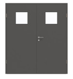 Frontansicht von GARANT Doppelflügeltür inkl. Zarge 10622-60 Ebony CPL mit Lichtausschnitt LA-8