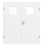 Frontansicht von GARANT Doppelflügeltür inkl. Zarge D354-60 Designer White Resopal mit Lichtausschnitt LA-9