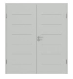 Frontansicht von Groove 11 ProLine Lack Grau RAL 7035 Doppelflügeltür inkl. Zarge - Hörmann