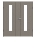 Frontansicht von Groove 13 LA 24 mittig ProLine Lack Taupe RAL 7048 Doppelflügeltür inkl. Zarge - Hörmann