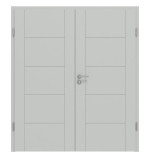 Frontansicht von Groove 13 ProLine Lack Grau RAL 7035 Doppelflügeltür inkl. Zarge - Hörmann