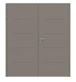 Frontansicht von Groove 14 ProLine Lack Taupe RAL 7048 Doppelflügeltür inkl. Zarge - Hörmann