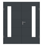 Frontansicht von Groove 15 LA 24 bandseitig ProLine Lack Anthrazit RAL 7016 Doppelflügeltür inkl. Zarge - Hörmann