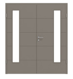 Frontansicht von Groove 15 LA 24 bandseitig ProLine Lack Taupe RAL 7048 Doppelflügeltür inkl. Zarge - Hörmann