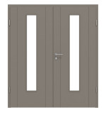 Frontansicht von Groove 16 LA 24 mittig ProLine Lack Taupe RAL 7048 Doppelflügeltür inkl. Zarge - Hörmann