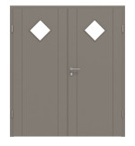 Frontansicht von Groove 16 LA 6 ProLine Lack Taupe RAL 7048 Doppelflügeltür inkl. Zarge - Hörmann