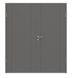 Frontansicht von HÖRMANN Doppelflügeltür Groove 16 Staubgrau RAL 7037 Lack DesignLine mit Zarge