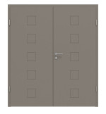 Frontansicht von Groove 19 ProLine Lack Taupe RAL 7048 Doppelflügeltür inkl. Zarge - Hörmann