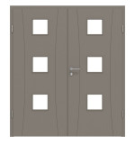 Frontansicht von Groove 20 LA 10 ProLine Lack Taupe RAL 7048 Doppelflügeltür inkl. Zarge - Hörmann