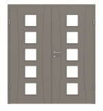 Frontansicht von Groove 20 LA 5 ProLine Lack Taupe RAL 7048 Doppelflügeltür inkl. Zarge - Hörmann