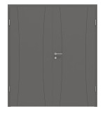 Frontansicht von HÖRMANN Doppelflügeltür Groove 20 Staubgrau RAL 7037 Lack DesignLine mit Zarge