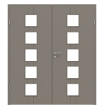 Frontansicht von Groove 23 LA 5 ProLine Lack Taupe RAL 7048 Doppelflügeltür inkl. Zarge - Hörmann