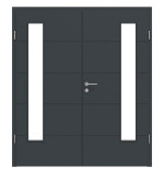 Frontansicht von Groove 27 LA 24 bandseitig ProLine Lack Anthrazit RAL 7016 Doppelflügeltür inkl. Zarge - Hörmann