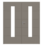 Frontansicht von Groove 27 LA 24 mittig ProLine Lack Taupe RAL 7048 Doppelflügeltür inkl. Zarge - Hörmann