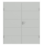 Frontansicht von Groove 27 ProLine Lack Grau RAL 7035 Doppelflügeltür inkl. Zarge - Hörmann