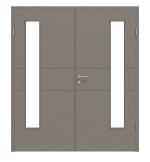 Frontansicht von Groove 29 LA 24 bandseitig ProLine Lack Taupe RAL 7048 Doppelflügeltür inkl. Zarge - Hörmann