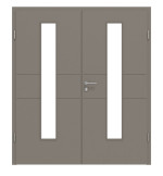 Frontansicht von Groove 29 LA 24 mittig ProLine Lack Taupe RAL 7048 Doppelflügeltür inkl. Zarge - Hörmann