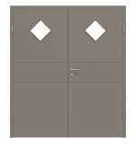 Frontansicht von Groove 29 LA 6 ProLine Lack Taupe RAL 7048 Doppelflügeltür inkl. Zarge - Hörmann