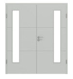 Frontansicht von Groove 31 LA 24 bandseitig ProLine Lack Grau RAL 7035 Doppelflügeltür inkl. Zarge - Hörmann