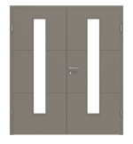 Frontansicht von Groove 31 LA 24 mittig ProLine Lack Taupe RAL 7048 Doppelflügeltür inkl. Zarge - Hörmann