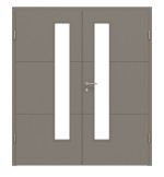 Frontansicht von Groove 31 LA 24 schlossseitig ProLine Lack Taupe RAL 7048 Doppelflügeltür inkl. Zarge - Hörmann