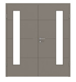 Frontansicht von Groove 34 LA 24 bandseitig ProLine Lack Taupe RAL 7048 Doppelflügeltür inkl. Zarge - Hörmann