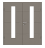 Frontansicht von Groove 34 LA 24 mittig ProLine Lack Taupe RAL 7048 Doppelflügeltür inkl. Zarge - Hörmann